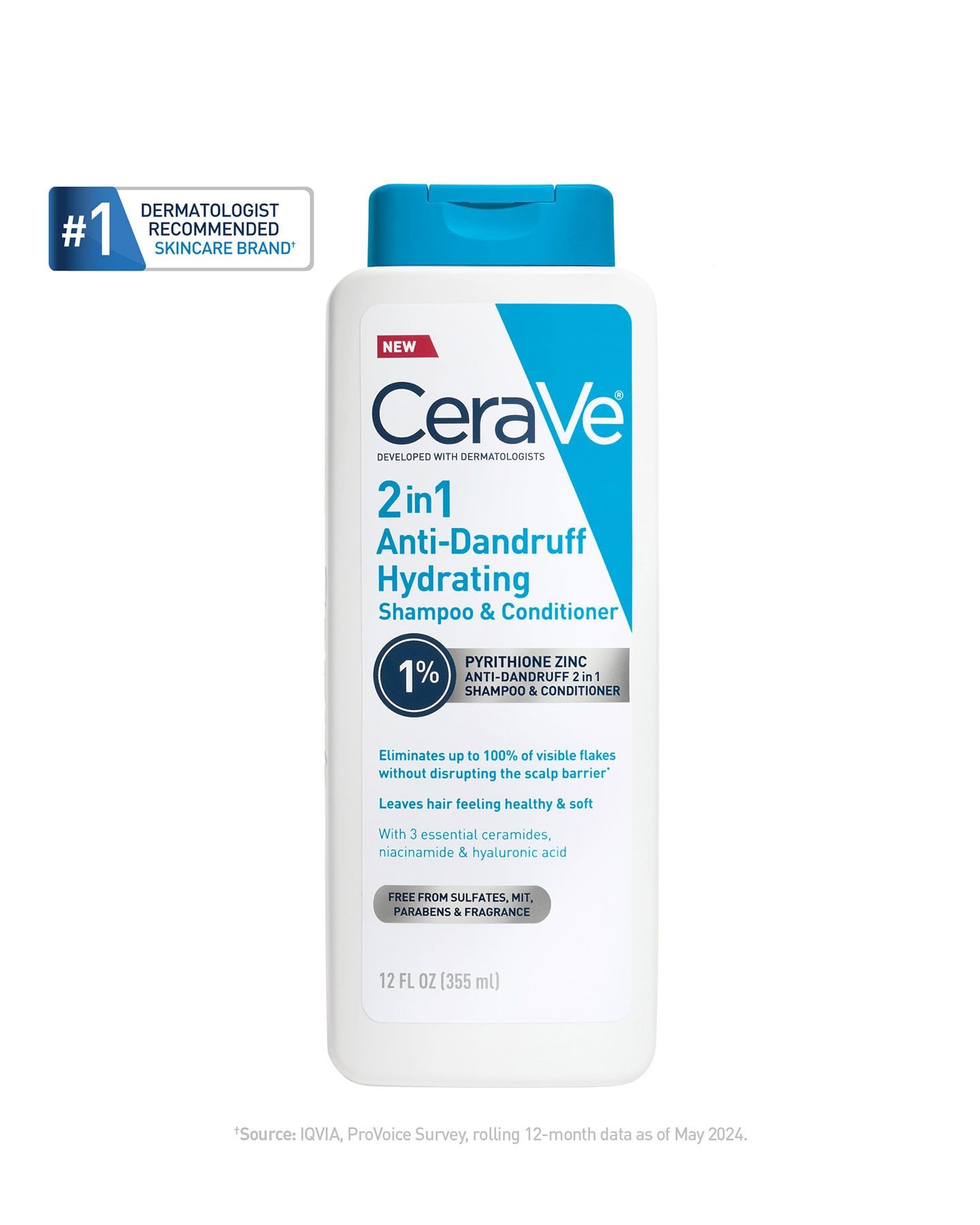 CeraVe 2-in-1 Anti-Dandruff Hydrating Shampoo and Conditioner bottle