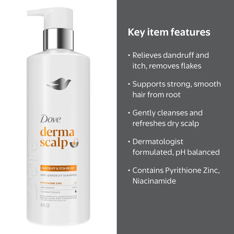 Dove Derma Scalp Dandruff and Itch Relief Shampoo bottle